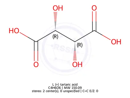 Chemical structure of L (+) tartaric acid