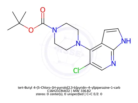 Chemical structure of tert-Butyl 4-(5-Chloro-1H-pyrrolo[2,3-b]pyridin-4-yl)piperazine-1-carboxylate
