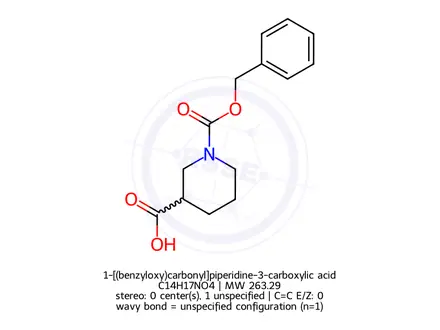 Chemical structure of 1-[(benzyloxy)carbonyl]piperidine-3-carboxylic acid
