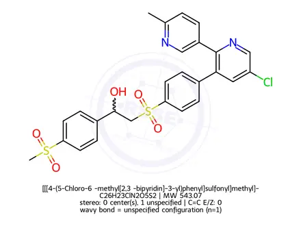 Chemical structure of α-[[[4-(5-Chloro-6′-methyl[2,3′-bipyridin]-3-yl)phenyl]sulfonyl]methyl]-4-(methylsulfonyl)benzenemethanol