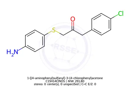 Chemical structure of 1-[(4-aminophenyl)sulfanyl]-3-(4-chlorophenyl)acetone