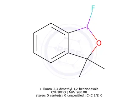 Chemical structure of 1-Fluoro-3,3-dimethyl-1,2-benziodoxole