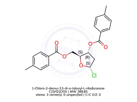 Chemical structure of 1-Chloro-2-deoxy-3,5-di-o-toluoyl-L-ribofuranose