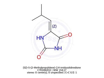 Chemical structure of (5Z)-5-(2-Methylpropylidene)-2,4-imidazolidinedione