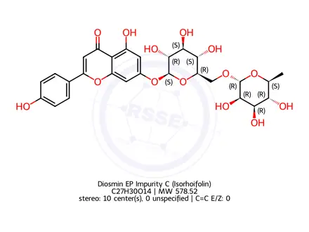 Chemical structure of Diosmin EP Impurity C (Isorhoifolin)