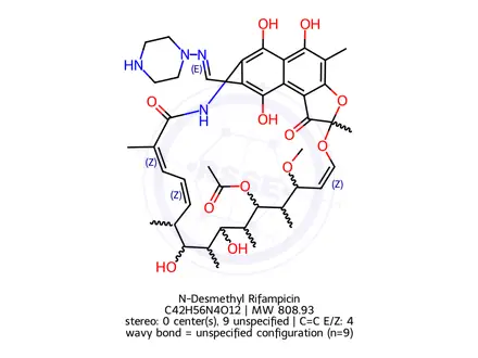 Chemical structure of N-Desmethyl Rifampicin