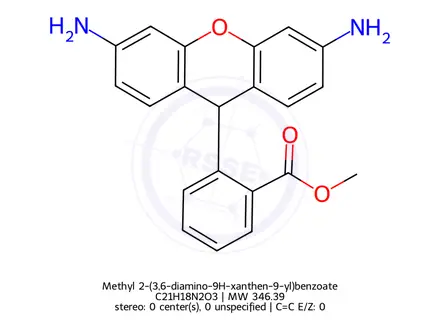 Chemical structure of Methyl 2-(3,6-diamino-9H-xanthen-9-yl)benzoate