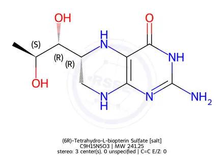 Chemical structure of (6R)-Tetrahydro-L-biopterin Sulfate