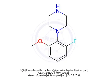 Chemical structure of 1-(2-fluoro-6-methoxyphenyl)piperazine hydrochloride