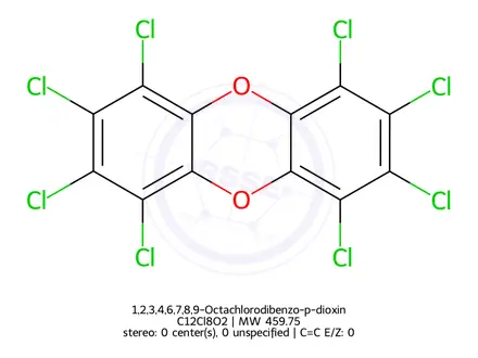 Chemical structure of 1,2,3,4,6,7,8,9-Octachlorodibenzo-p-dioxin