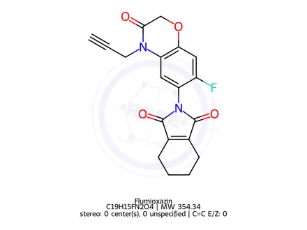 Chemical structure of Flumioxazin (100 ug/ml in Acetonitrile)