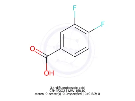 Chemical structure of 3,4-difluorobenzoic acid