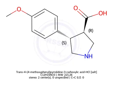 Chemical structure of Trans-4-(4-methoxyphenyl)pyrrolidine-3-carboxylic acid-HCl