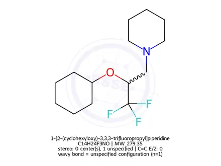 Chemical structure of 1-[2-(cyclohexyloxy)-3,3,3-trifluoropropyl]piperidine