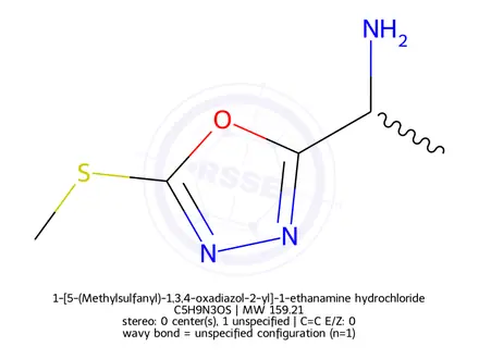 Chemical structure of 1-[5-(Methylsulfanyl)-1,3,4-oxadiazol-2-yl]-1-ethanamine hydrochloride