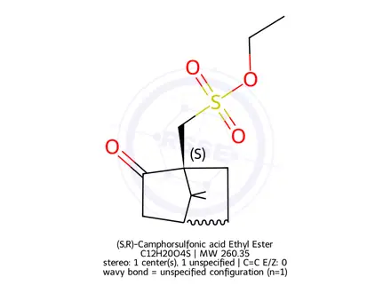 Chemical structure of (S,R)-Camphorsulfonic acid Ethyl Ester