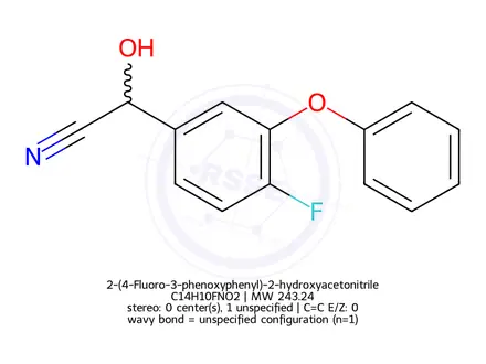 Chemical structure of 2-(4-fluoro-3-phenoxyphenyl)-2-hydroxyethanenitrile