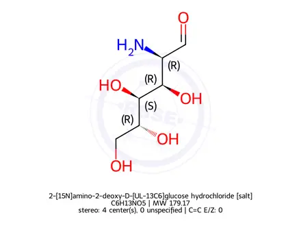 Chemical structure of 2-amino-2-deoxy-D-[2-13C]glucosehydrochloride