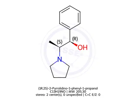 Chemical structure of (1R,2S)-2-Pyrrolidino-1-phenyl-1-propanol