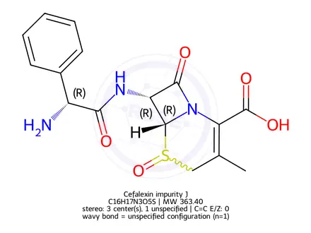 Chemical structure of Cefalexin impurity J