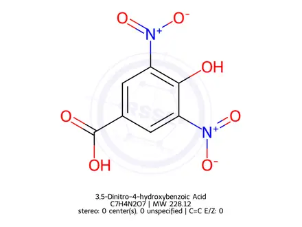 Chemical structure of 3,5-Dinitro-4-hydroxybenzoic Acid