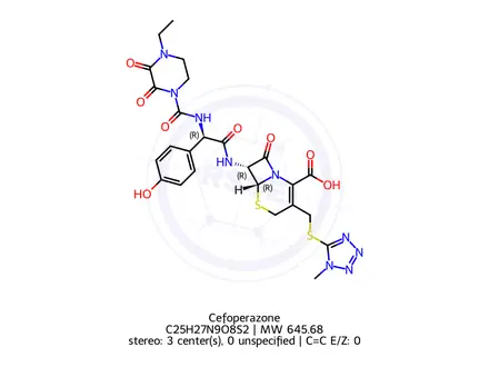 Chemical structure of Cefoperazone
