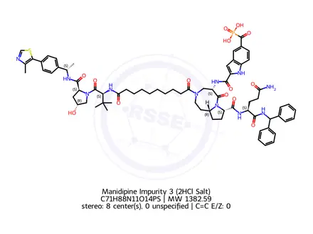 Chemical structure of 3,5-Pyridinedicarboxylic acid,1,4-dihydro-2,6-dimethyl-4-(3-nitrophenyl)-,3-[2-[4-(diphenylmethyl)-1-piperazinyl]ethyl]-5-ethyl ester,dihydrochloride
