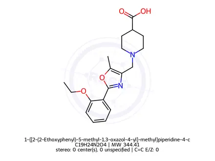 Chemical structure of 1-{[2-(2-Ethoxyphenyl)-5-methyl-1,3-oxazol-4-yl]-methyl}piperidine-4-carboxylic acid