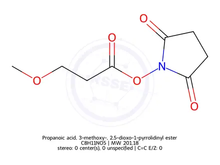 Chemical structure of Propanoic acid, 3-methoxy-, 2,5-dioxo-1-pyrrolidinyl ester