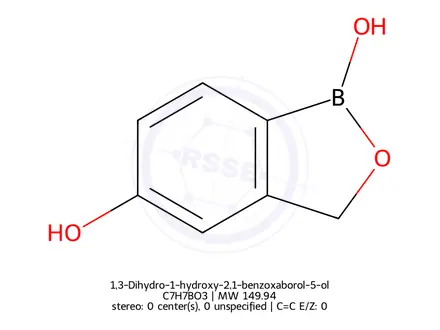 Chemical structure of 1,3-Dihydro-1-hydroxy-2,1-benzoxaborol-5-ol