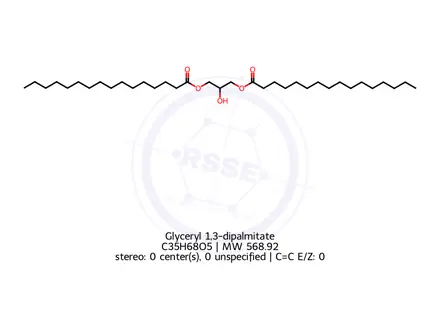 Chemical structure of Glyceryl 1,3-dipalmitate
