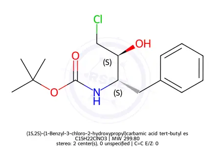 Chemical structure of (1S,2S)-(1-Benzyl-3-chloro-2-hydroxypropyl)carbamic acid tert-butyl ester