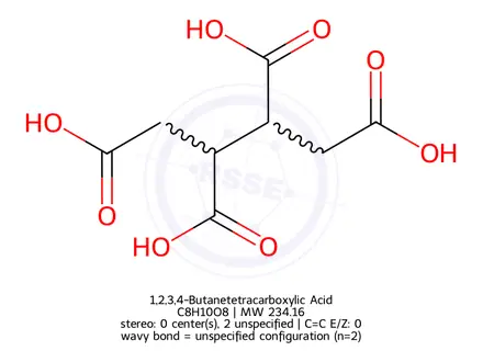 Chemical structure of 1,2,3,4-Butanetetracarboxylic Acid