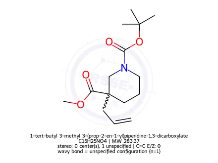 Chemical structure of 1-tert-butyl 3-methyl 3-(prop-2-en-1-yl)piperidine-1,3-dicarboxylate