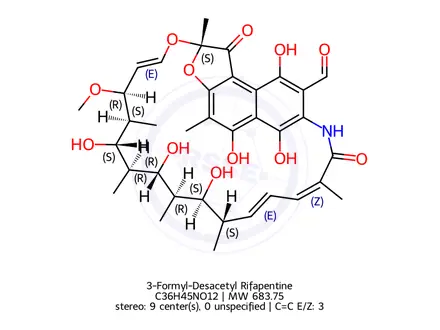 Chemical structure of 3-Formyl-Desacetyl Rifapentine