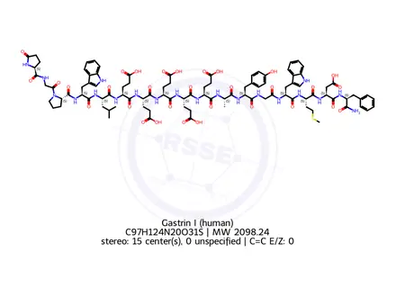 Chemical structure of Gastrin I (human)