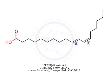 Chemical structure of (10E,12Z)-Linoleic Acid