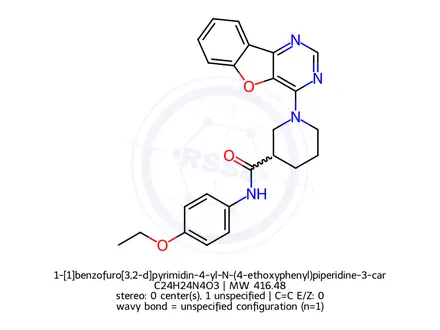 Chemical structure of 1-[1]benzofuro[3,2-d]pyrimidin-4-yl-N-(4-ethoxyphenyl)piperidine-3-carboxamide