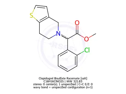 Chemical structure of Clopidogrel Bisulfate Racemate