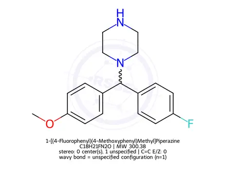 Chemical structure of 1-[(4-Fluorophenyl)(4-Methoxyphenyl)Methyl]Piperazine