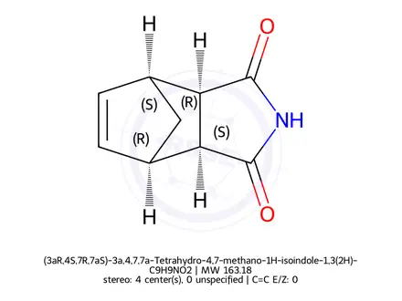 Chemical structure of (3aR,4S,7R,7aS)-3a,4,7,7a-Tetrahydro-4,7-methano-1H-isoindole-1,3(2H)-dione
