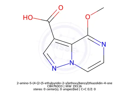 Chemical structure of 2-amino-5-(4-(2-(5-ethylpyridin-2-yl)ethoxy)benzyl)thiazolidin-4-one