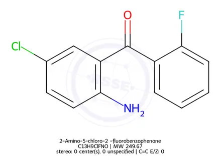Chemical structure of 2-Amino-5-chloro-2`-fluorobenzophenone