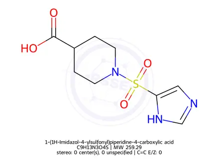Chemical structure of 1-(1H-Imidazol-4-ylsulfonyl)piperidine-4-carboxylic acid