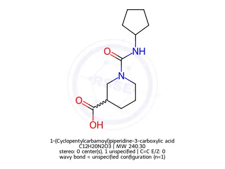 Chemical structure of 1-(Cyclopentylcarbamoyl)piperidine-3-carboxylic acid
