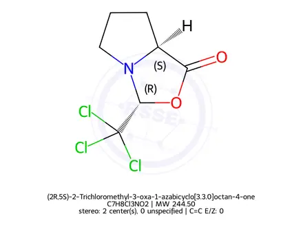 Chemical structure of (2R,5S)-2-Trichloromethyl-3-oxa-1-azabicyclo[3.3.0]octan-4-one