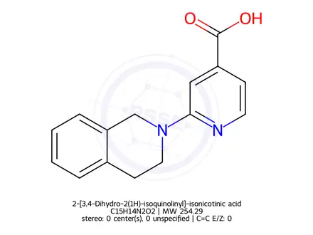Chemical structure of 2-[3,4-Dihydro-2(1H)-isoquinolinyl]-isonicotinic acid