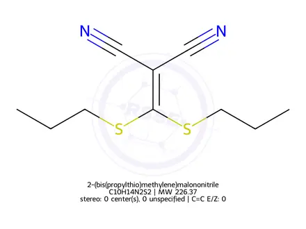 Chemical structure of 2-(bis(propylthio)methylene)malononitrile