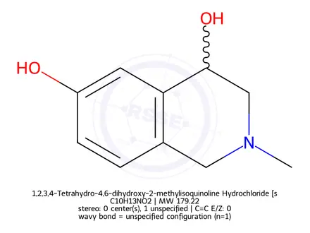 Chemical structure of 1,2,3,4-Tetrahydro-4,6-dihydroxy-2-methylisoquinoline Hydrochloride