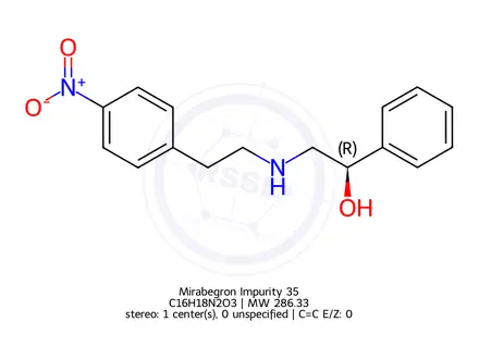 Chemical structure of (R)-2-(4-nitrophenethylamino)-1-phenylethanol monohydrochloride